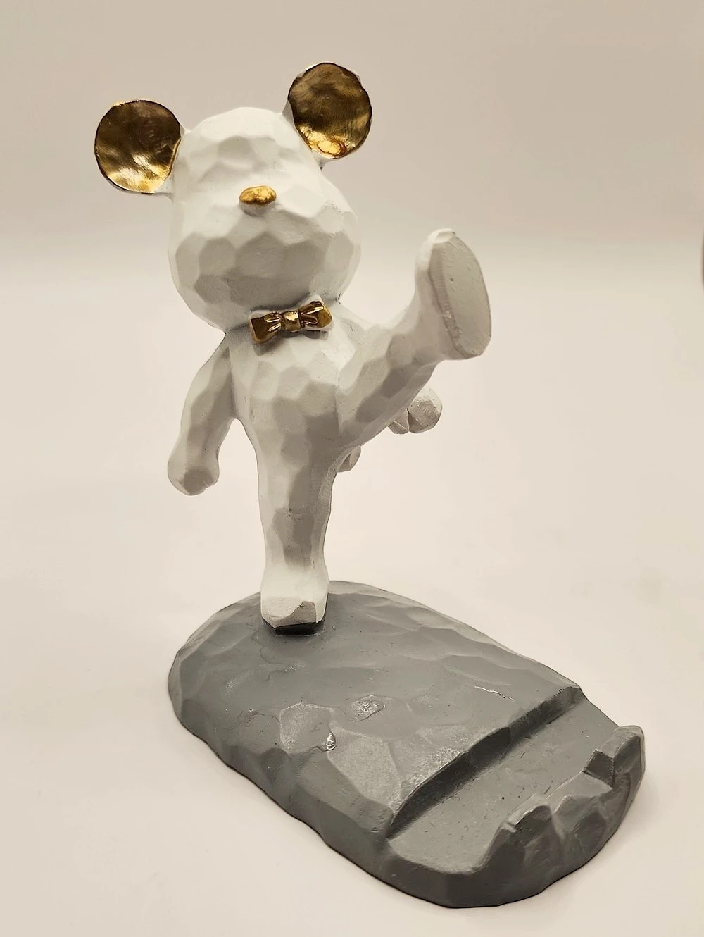 White Mouse Phone Holder Sculpture
